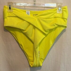AA-606 Aerie NWOT High Cut Cheeky Yellow Summer Swim Bikini Bottoms Size L